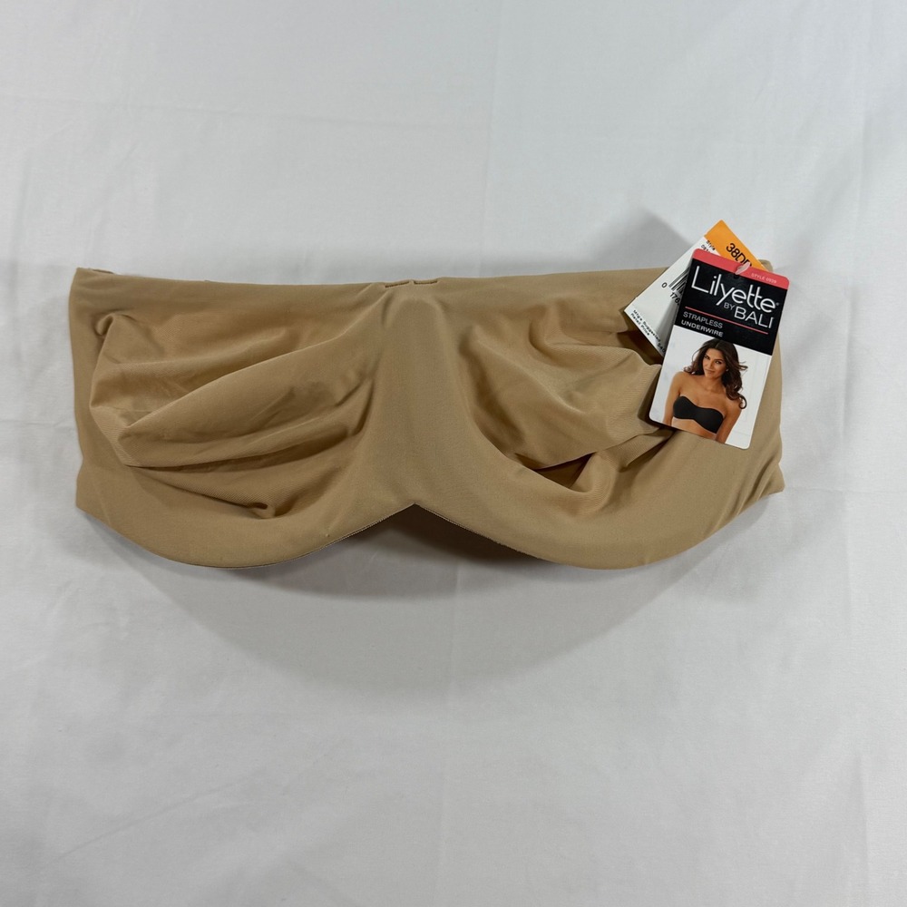 Lilyette by Bali Strapless Underwire Bra 38DD Tan Beige Convertible 0939 NWT